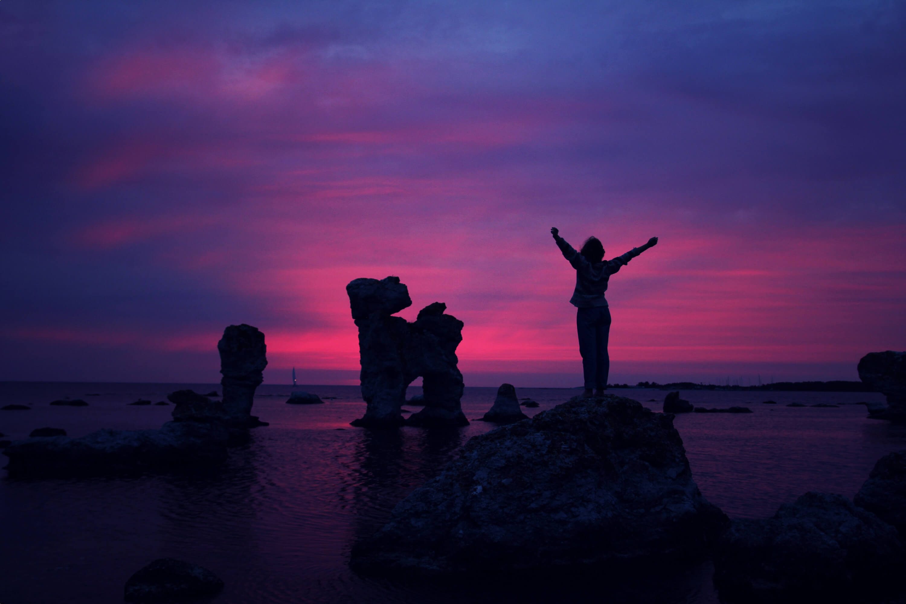 Intensive therapy package rocks purple sunlight sunset